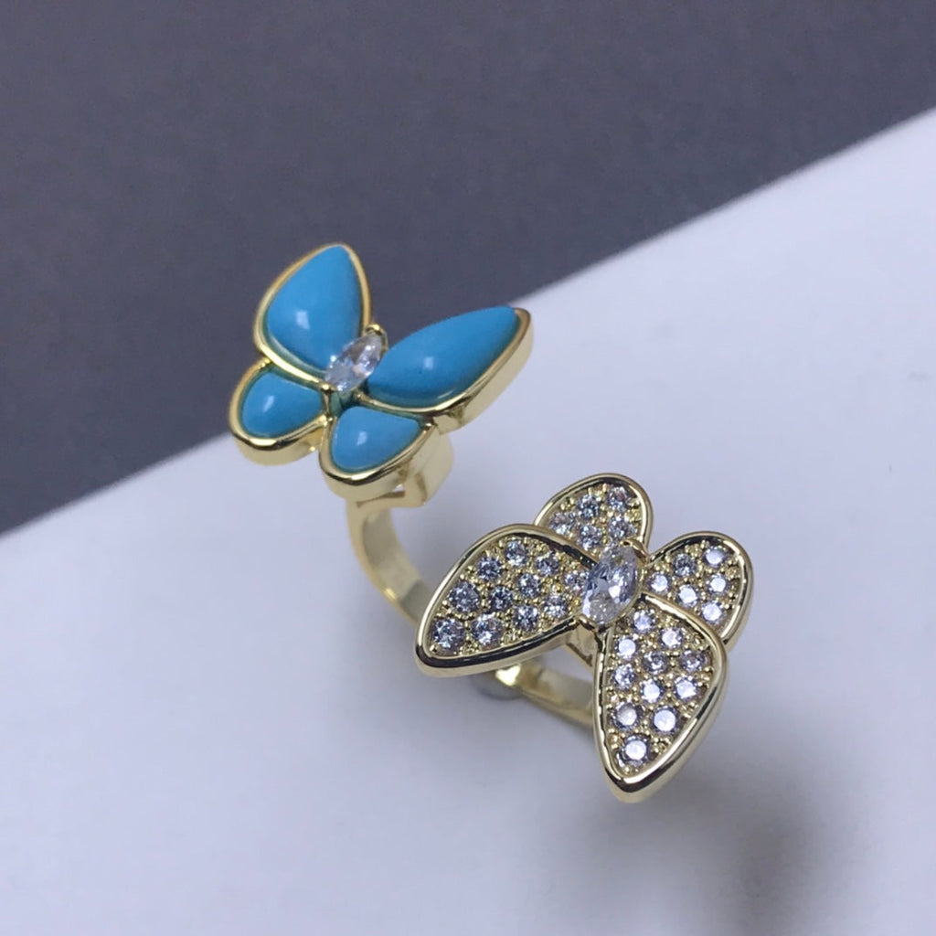 Van Cleef & Arpels TWIN BUTTERFLY TURQUOISE DIAMOND RING