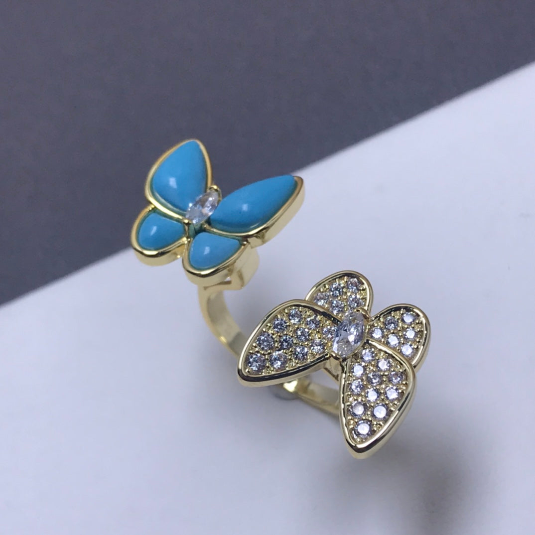 Van Cleef & Arpels TWIN BUTTERFLY TURQUOISE DIAMOND RING