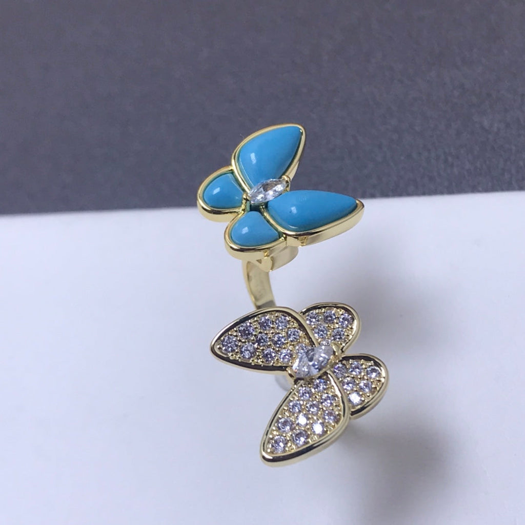 Van Cleef & Arpels TWIN BUTTERFLY TURQUOISE DIAMOND RING
