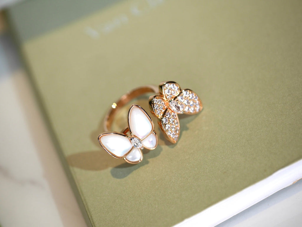 Van Cleef & Arpels TWIN BUTTERFLY DIAMOND MOP RING