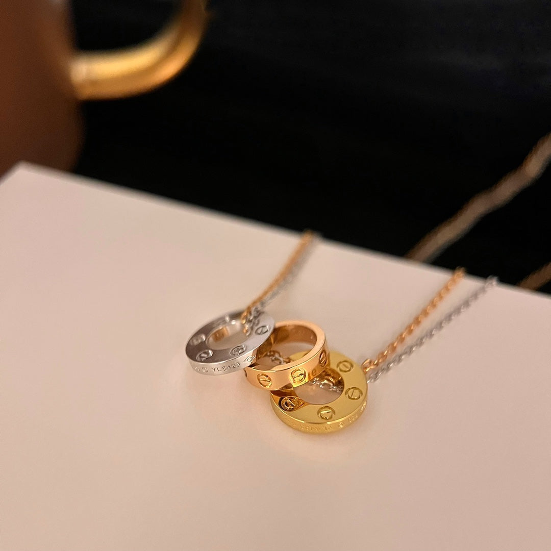 CARTIER LOVE TRIPLE RING NECKLACE