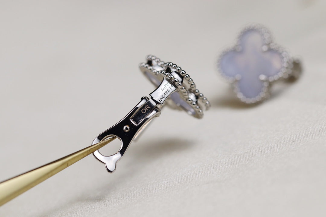 Van Cleef & Arpels VINTAGE CLOVER SILVER MOP EARRINGS