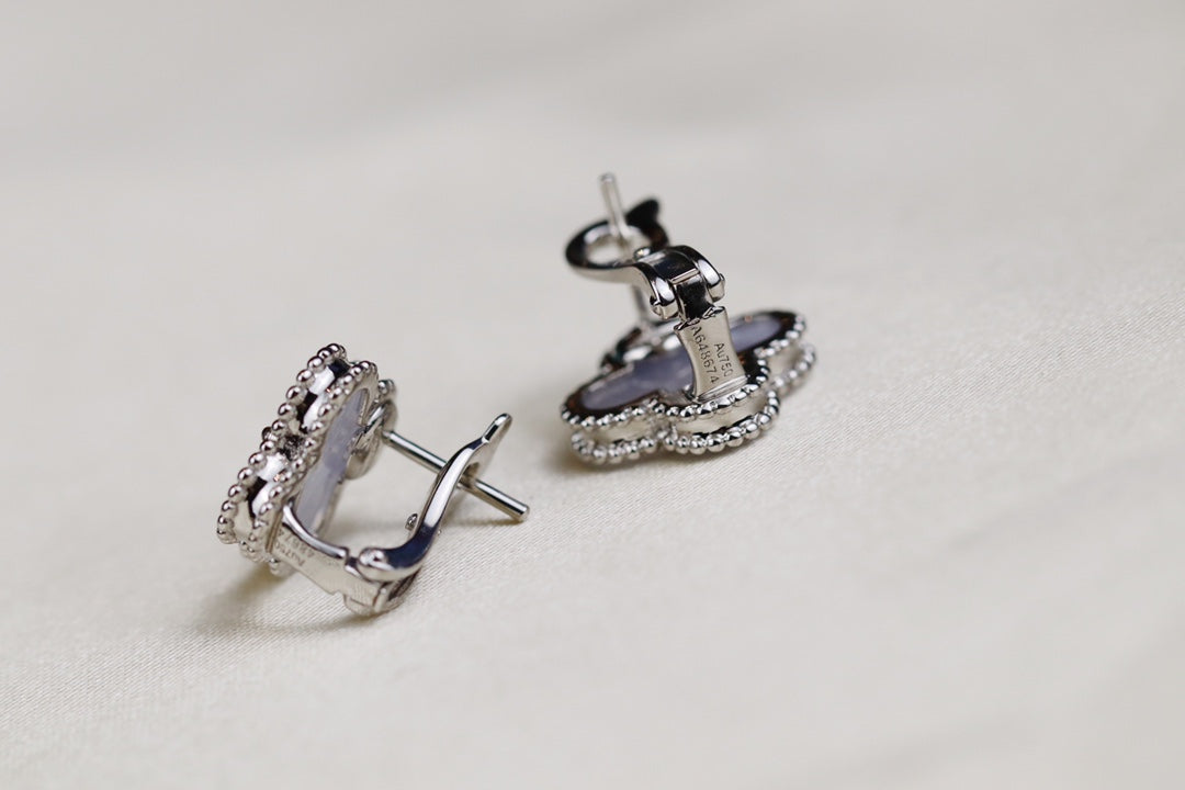 Van Cleef & Arpels VINTAGE CLOVER SILVER MOP EARRINGS