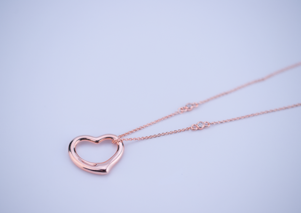 TIFFANY OPEN HEART PEDANT PINK GOLD NECKLACE