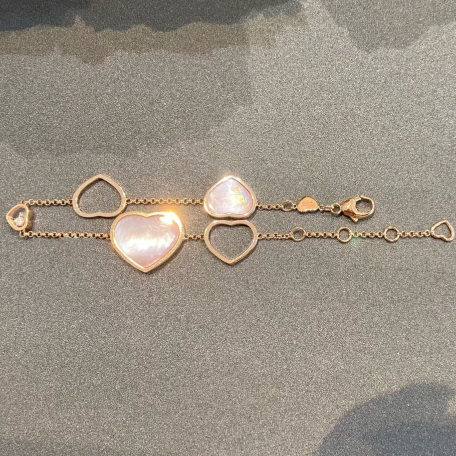 CHOPARD HAPPY HEART PINK MOP PINK GOLD BRACELET