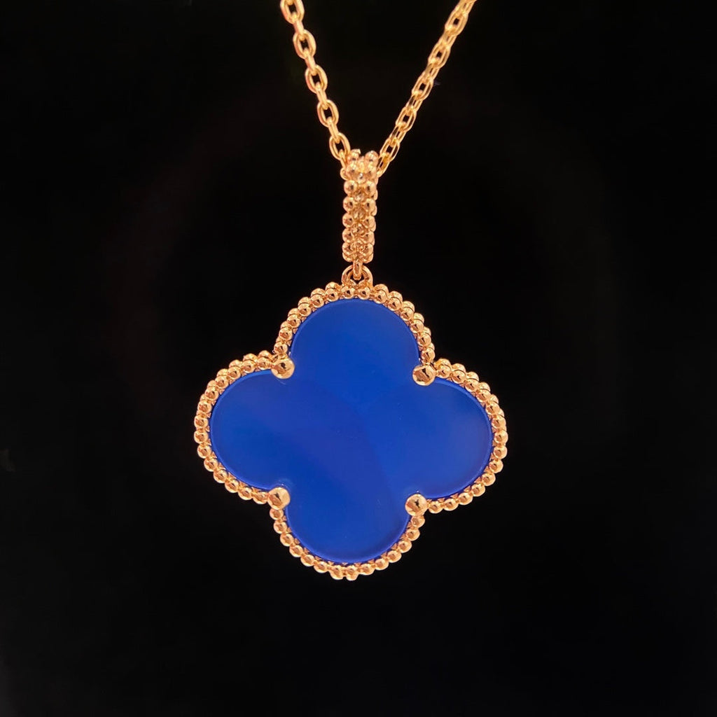 Van Cleef & Arpels CLOVER PINK GOLD TURQUOISE NECKLACE
