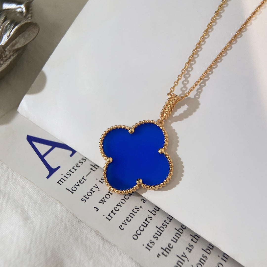 Van Cleef & Arpels CLOVER PINK GOLD TURQUOISE NECKLACE