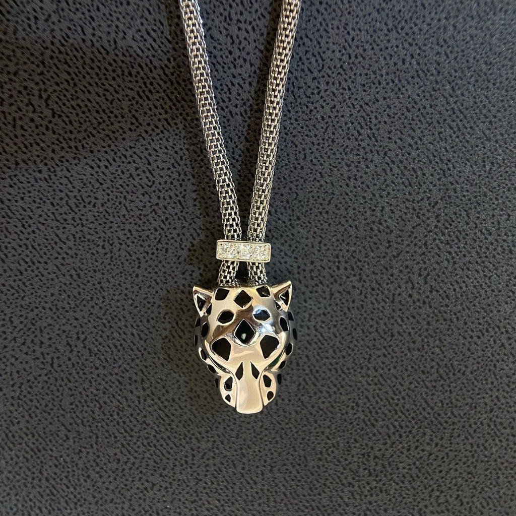 CARTIER PANTHERE SILVER ONYX NECKLACE