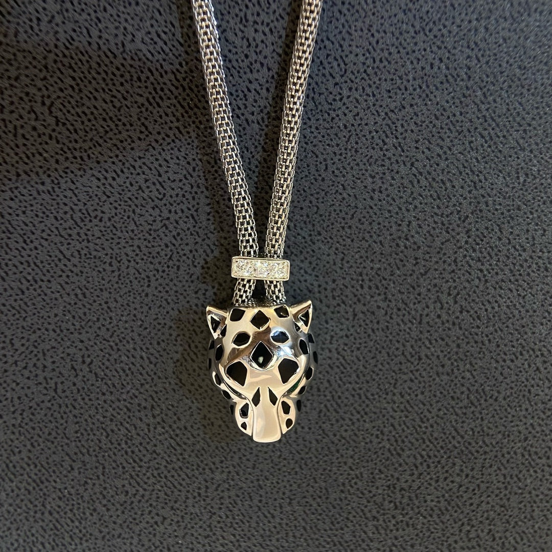 CARTIER PANTHERE SILVER ONYX NECKLACE