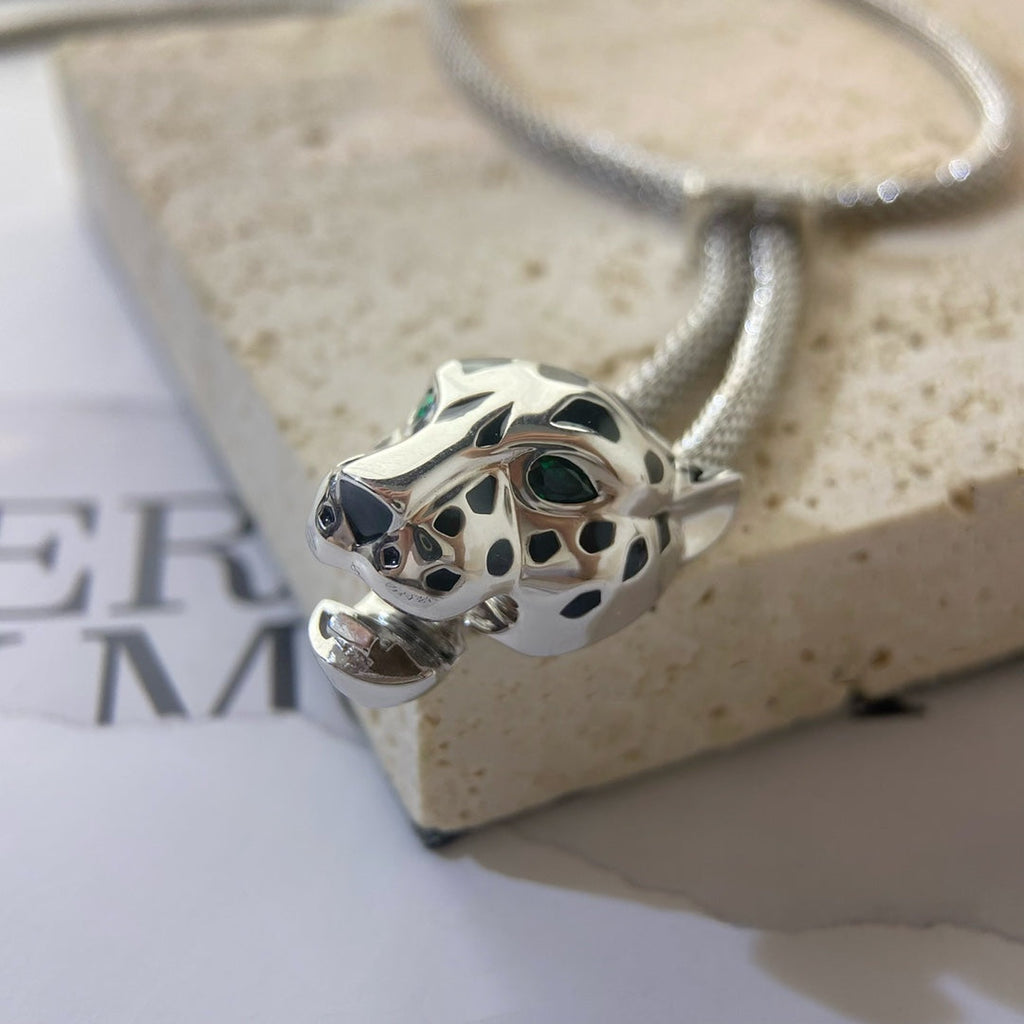 CARTIER PANTHERE SILVER ONYX NECKLACE