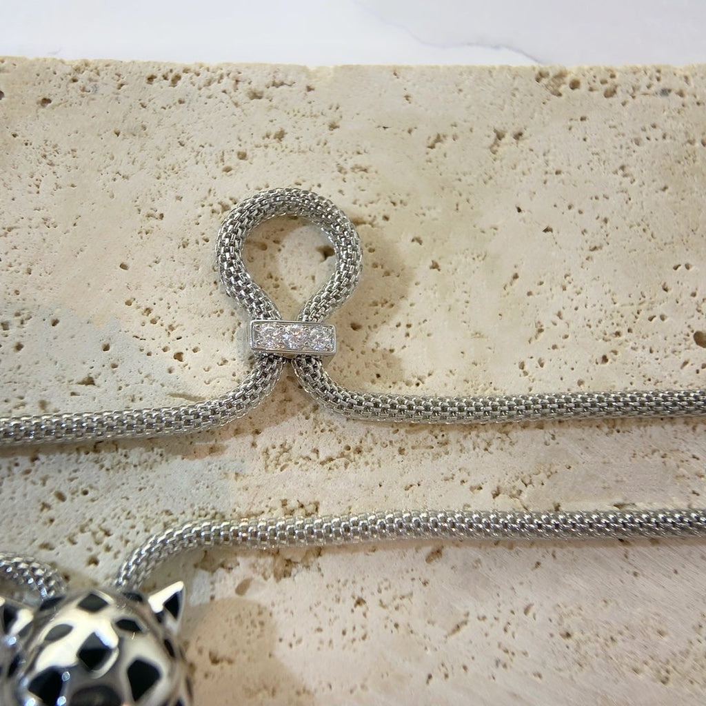 CARTIER PANTHERE SILVER ONYX NECKLACE