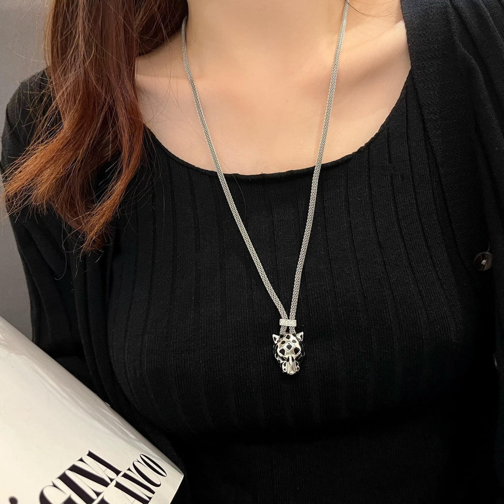 CARTIER PANTHERE SILVER ONYX NECKLACE