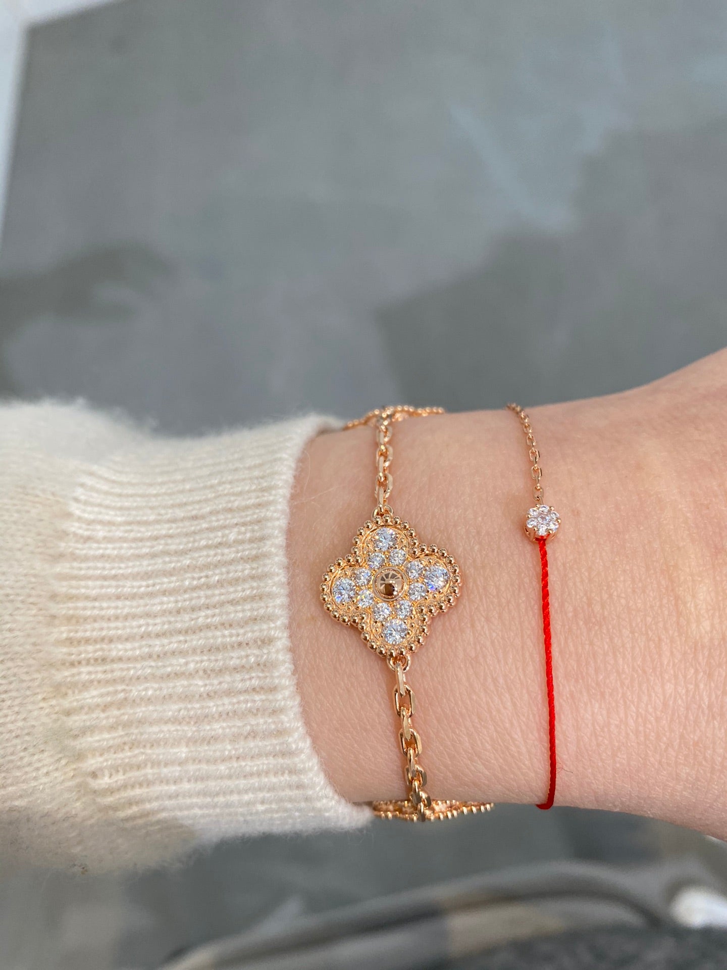 Van Cleef & Arpels CLOVER 5 MOTIFS PINK GOLD DIAMOND BRACELET