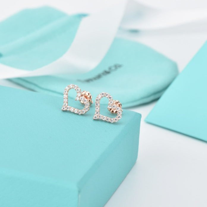 TIFFANY OPEN HEART STUD DIAMOND EARRINGS