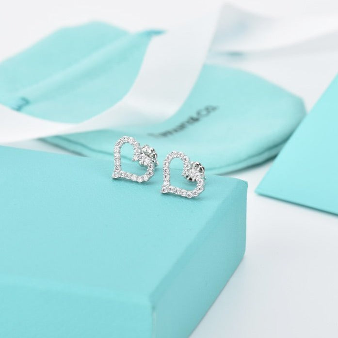 TIFFANY OPEN HEART STUD DIAMOND EARRINGS