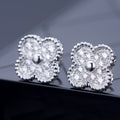 Van Cleef & Arpels CLOVER SILVER DIAMOND STUD EARRINGS