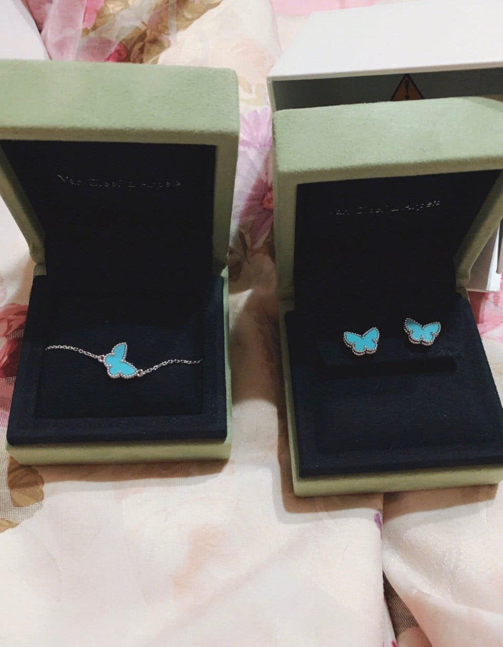 Van Cleef & Arpels BUTTERFLY TURQUOISE SILVER EARRINGS