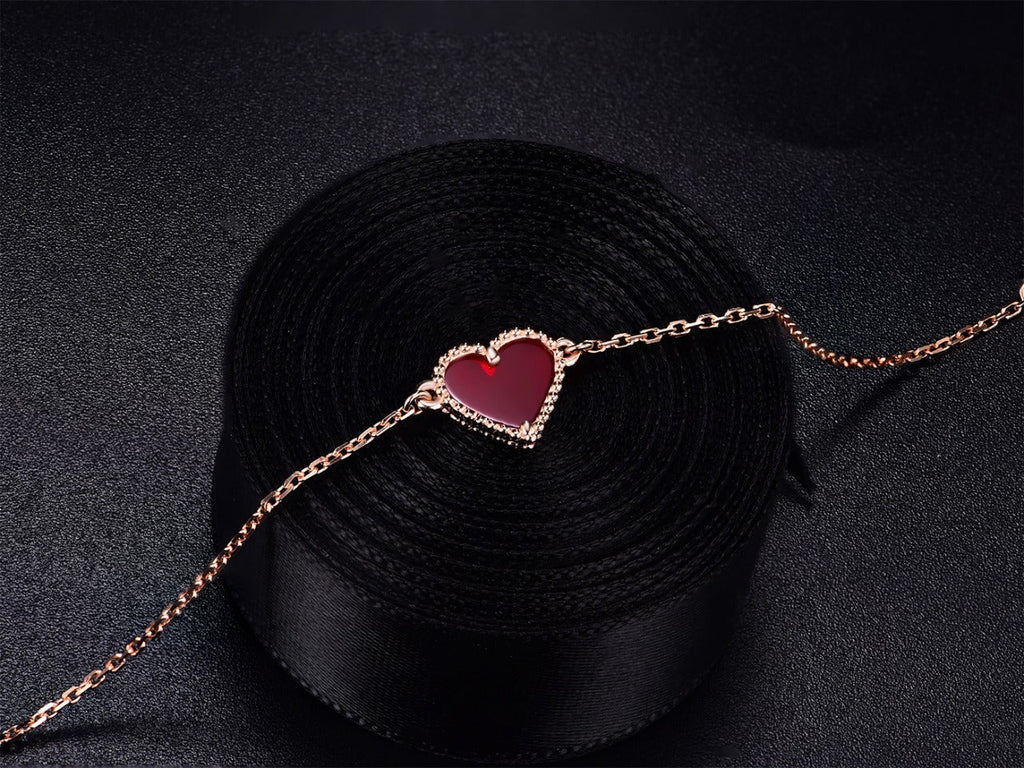 Van Cleef & Arpels HEART CARNELIAN PINK GOLD BRACELET