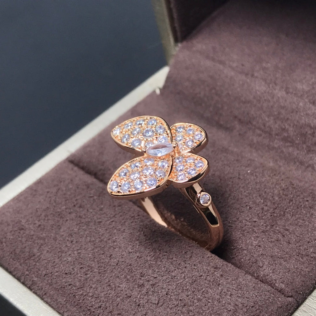 Van Cleef & Arpels BUTTERFLY PINK GOLD DIAMOND RING