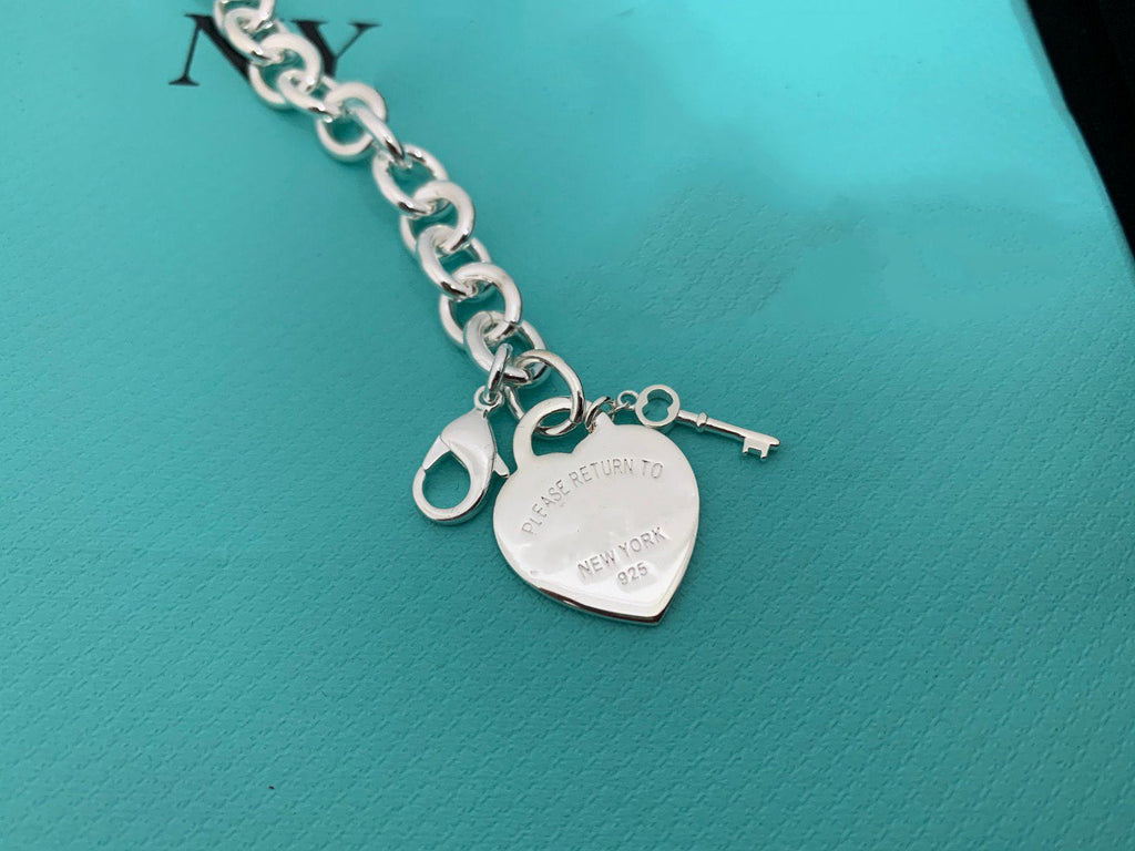 TIFFANY KEY HEART CARD CHUNKY INTERLOCKING BRACELET LENGTH