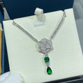 PIAGET ROSE PEDANT SILVER DIAMOND 3 MOTIF NECKALCE