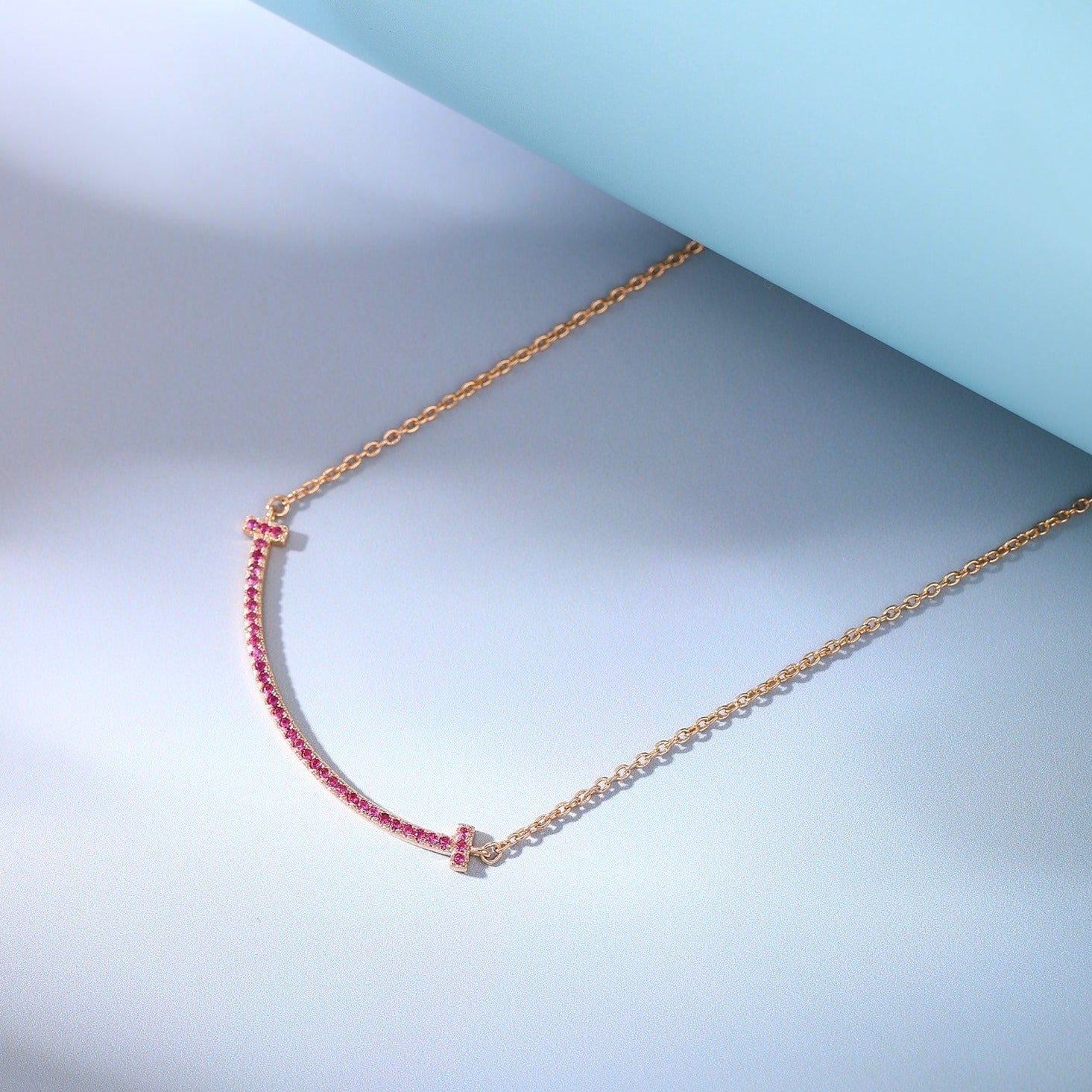 TIFFANY BIG SMILE PEDANT PINK DIAMOND NECKLACE