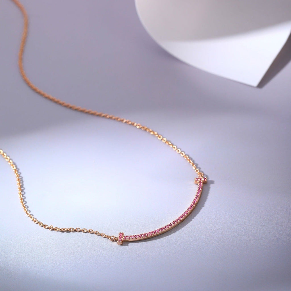 TIFFANY BIG SMILE PEDANT PINK DIAMOND NECKLACE