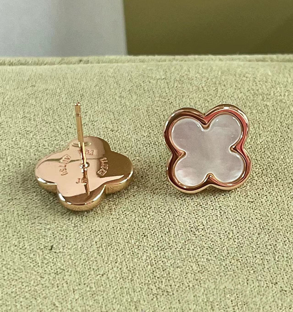 Van Cleef & Arpels PURE CLOVER MOP PINK GOLD EARRINGS