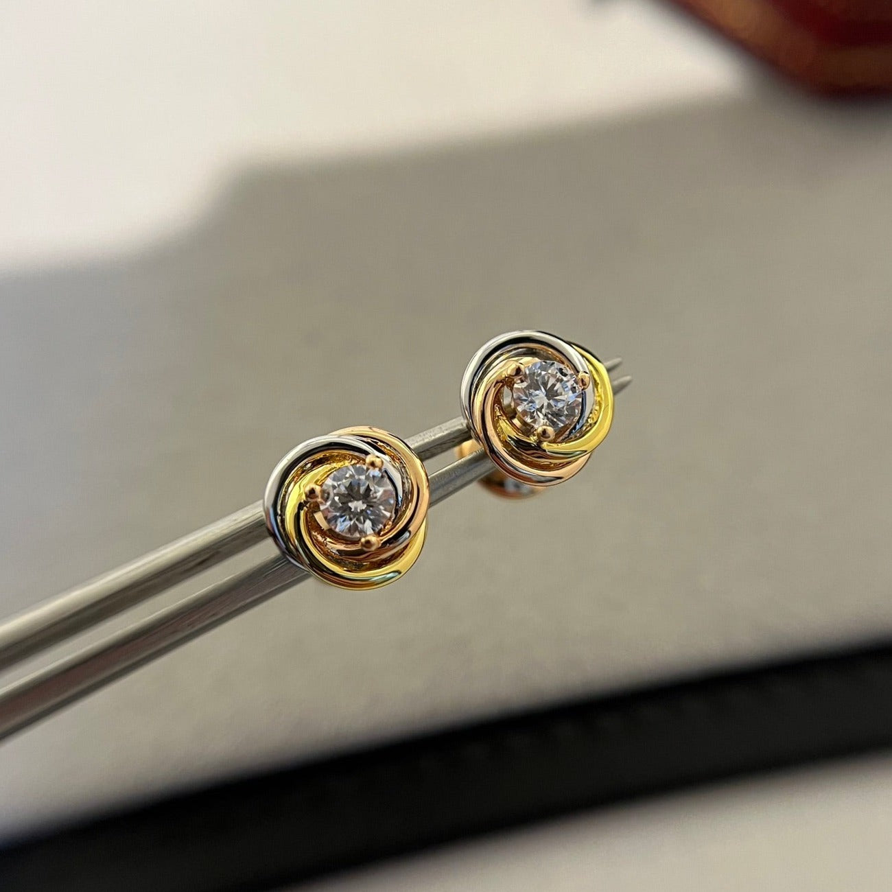 CARTIER TRINITY DIAMOND MINI STUD EARRINGS