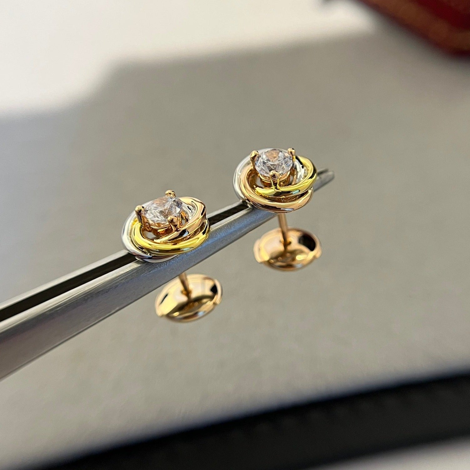 CARTIER TRINITY DIAMOND MINI STUD EARRINGS