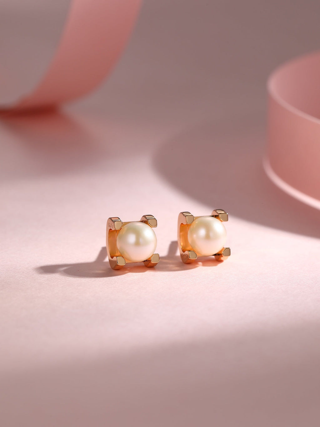 CARTIER AKOYA PEARLS 6MM PINK GOLD STUD EARRINGS