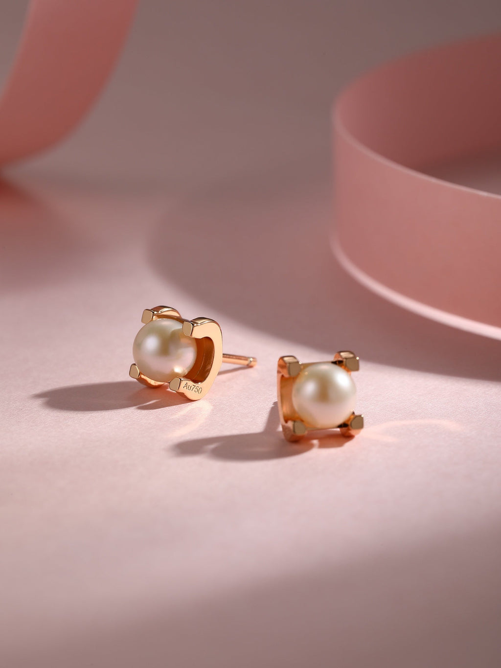 CARTIER AKOYA PEARLS 6MM PINK GOLD STUD EARRINGS