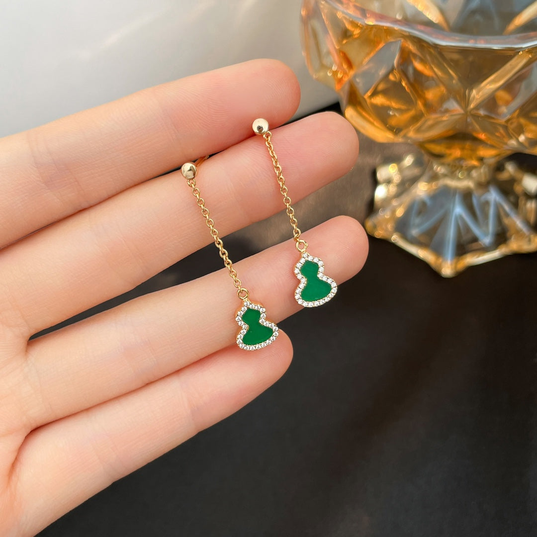 QEELIN WULU DIAMOND PINK GOLD DROP MINI EARRINGS