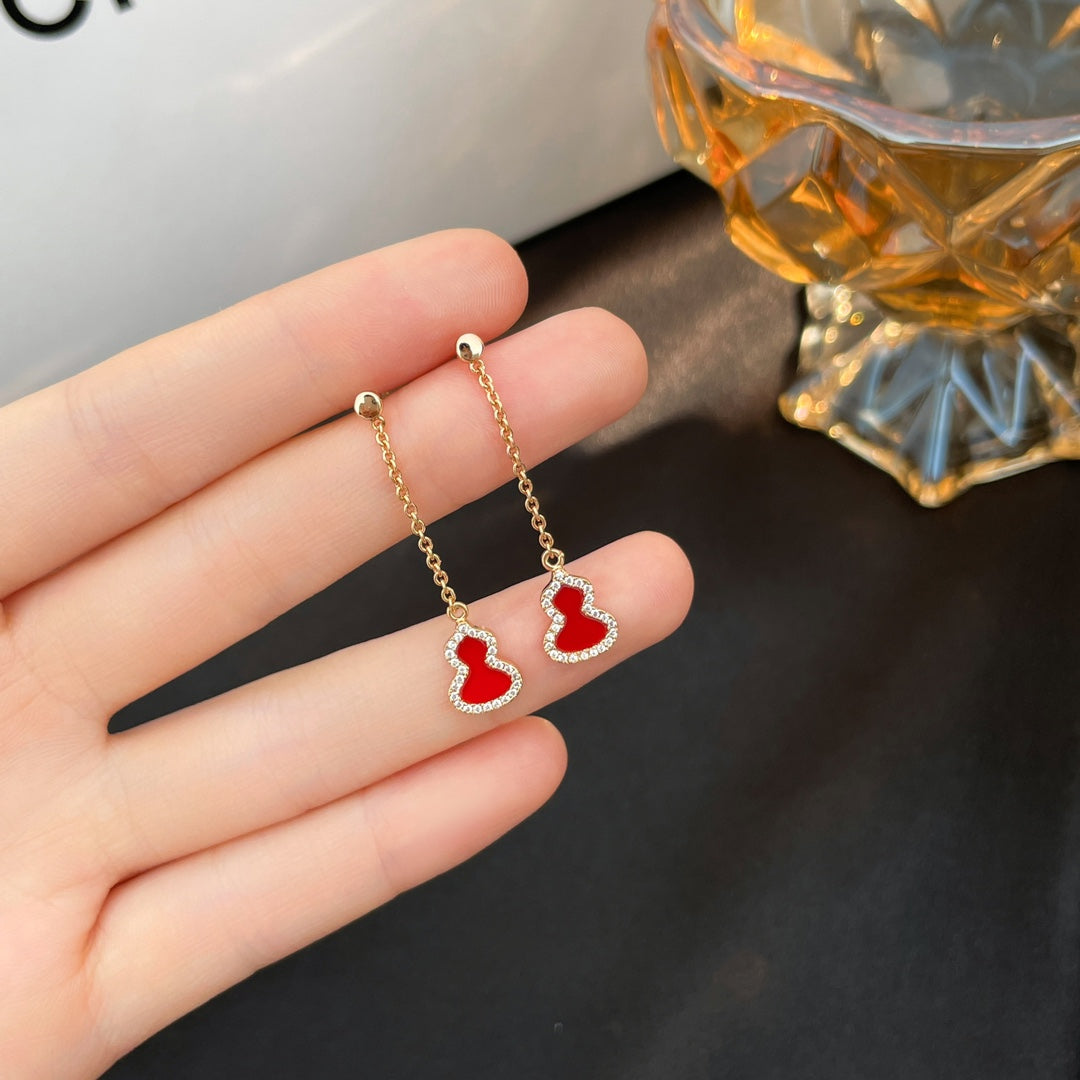 QEELIN WULU DIAMOND PINK GOLD DROP MINI EARRINGS