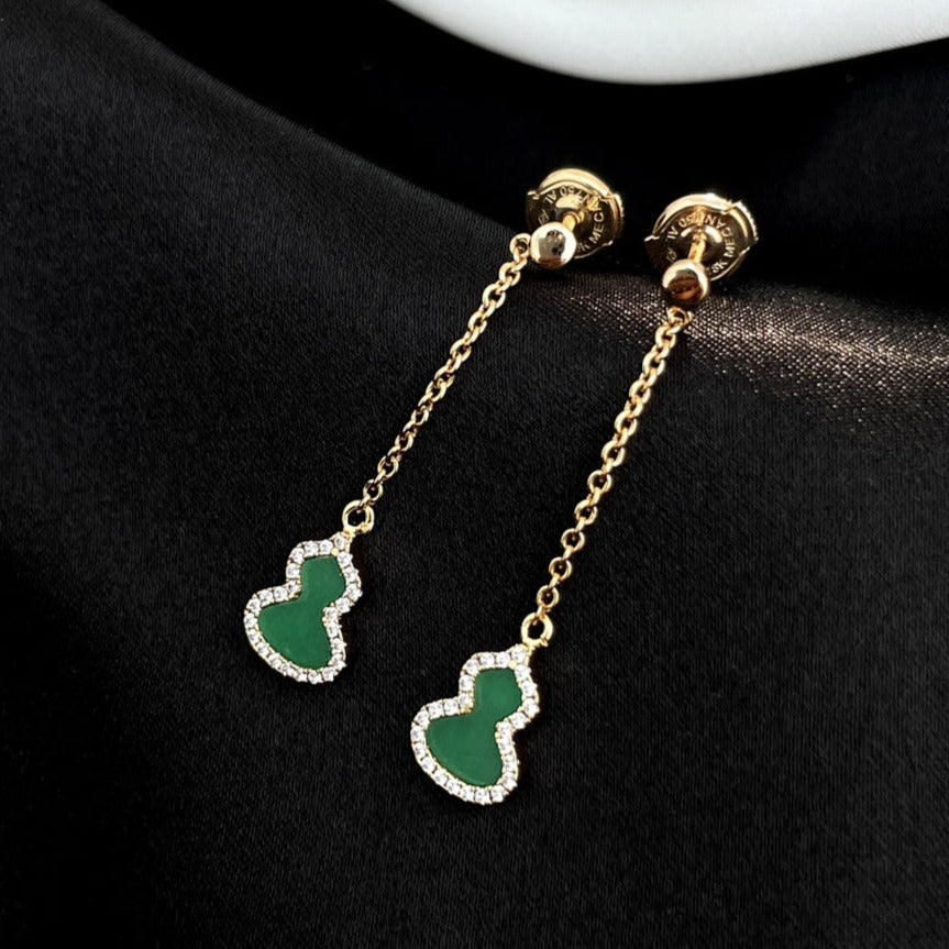 QEELIN WULU DIAMOND PINK GOLD DROP MINI EARRINGS