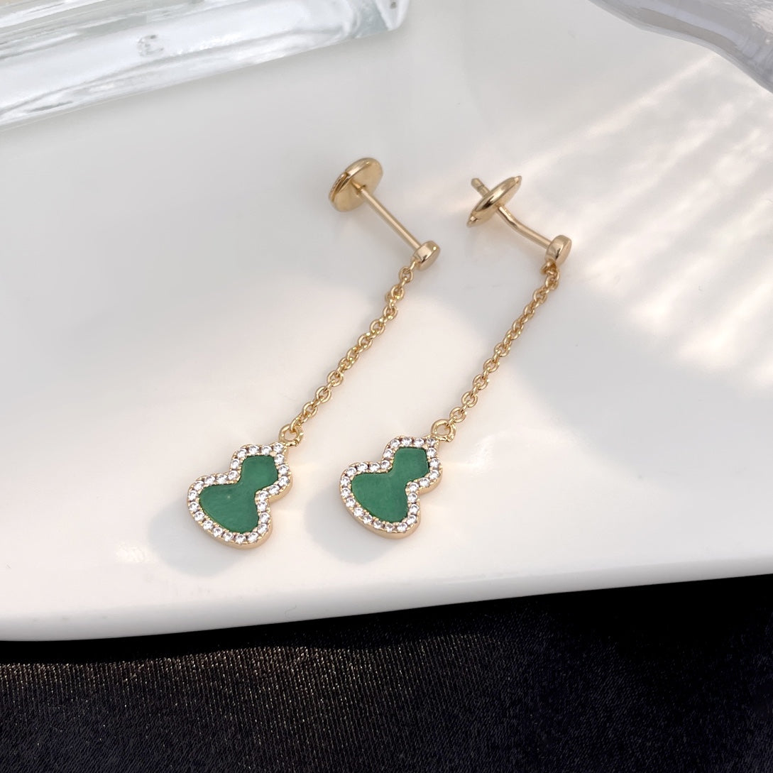 QEELIN WULU DIAMOND PINK GOLD DROP MINI EARRINGS
