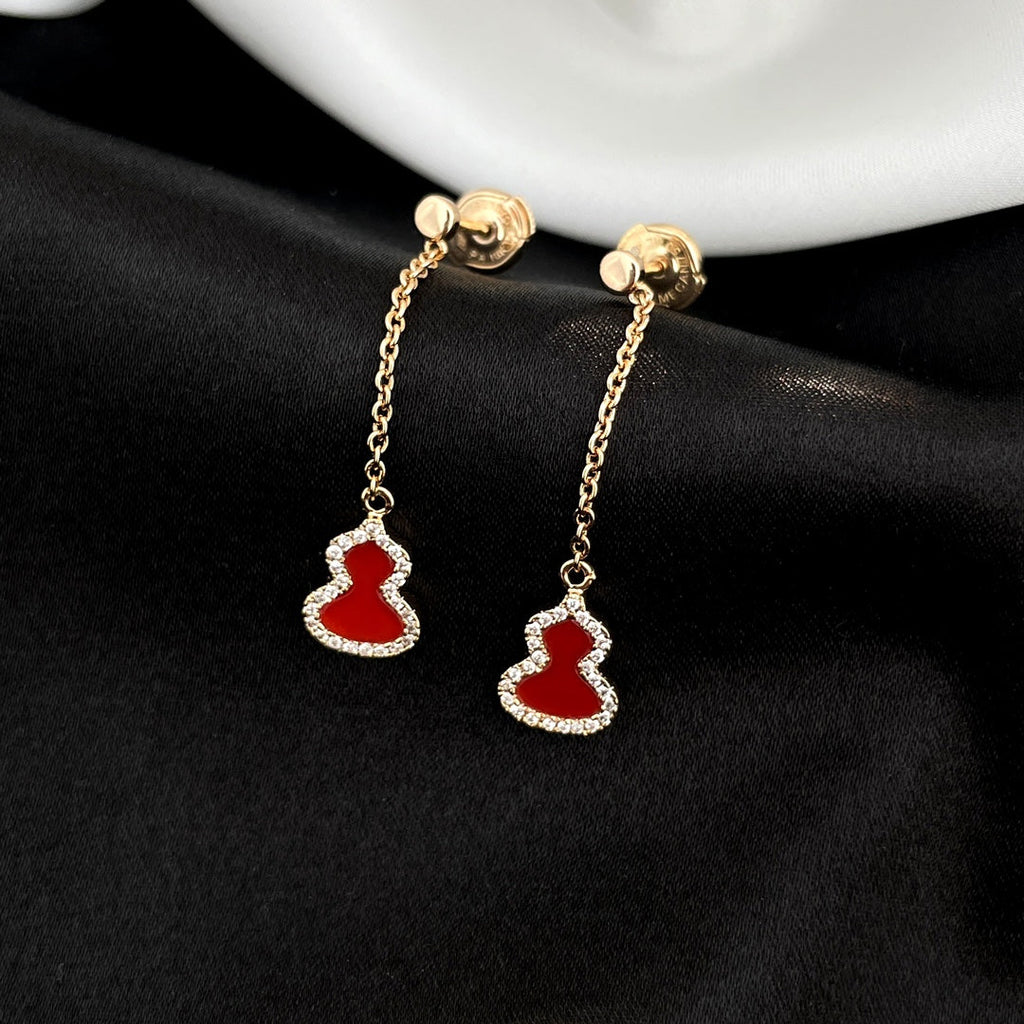 QEELIN WULU DIAMOND PINK GOLD DROP MINI EARRINGS