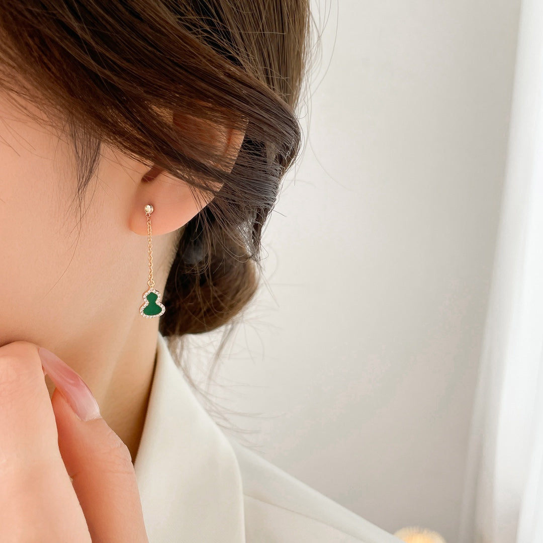 QEELIN WULU DIAMOND PINK GOLD DROP MINI EARRINGS