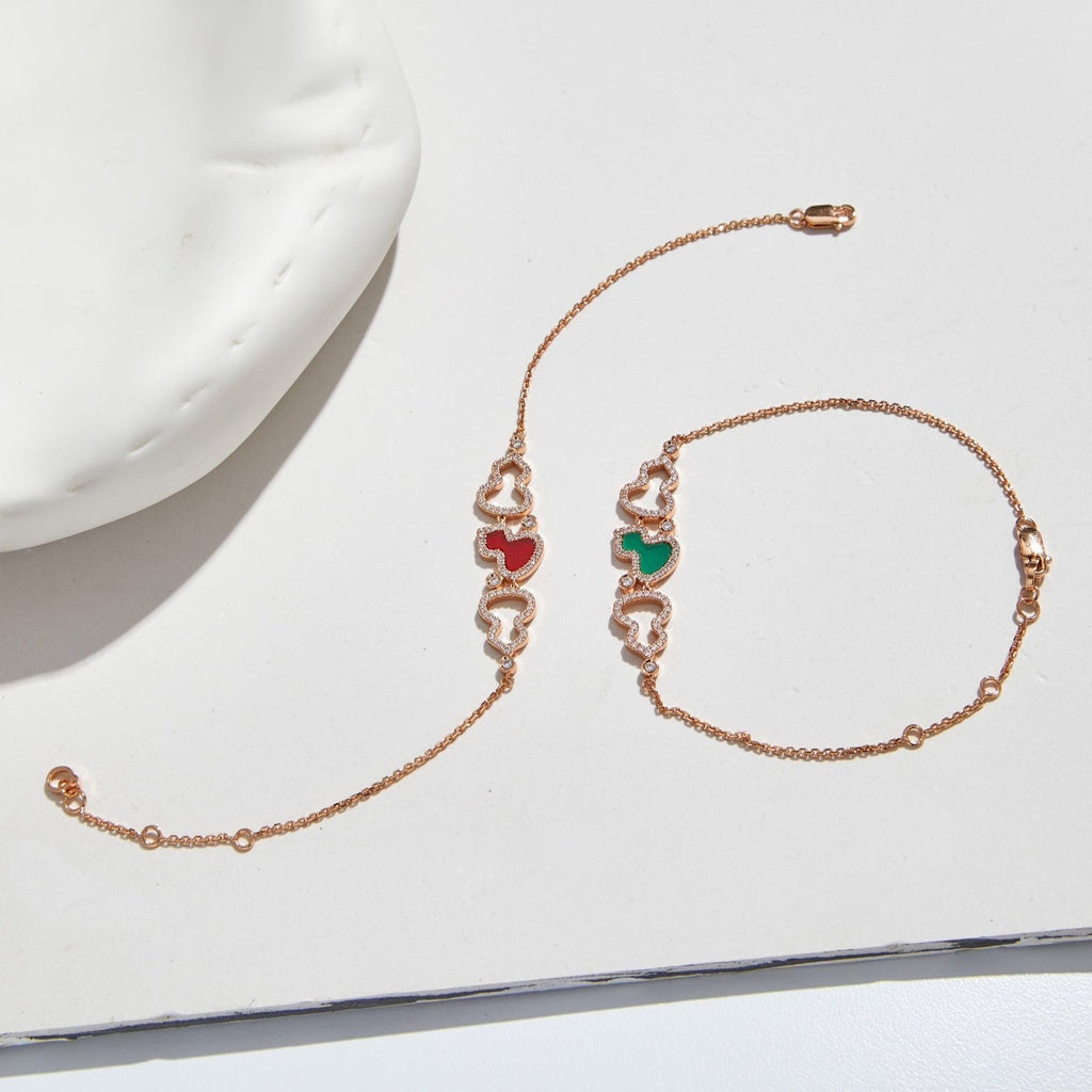 QEELIN WULU DIAMOND 3 MOTIF PINK GOLD BRACELET