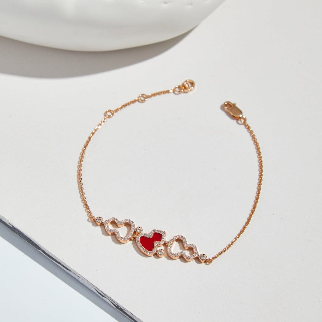 QEELIN WULU DIAMOND 3 MOTIF PINK GOLD BRACELET