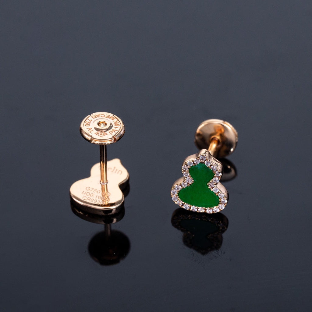 QEELIN WULU DIAMOND PINK GOLD STUD EARRINGS