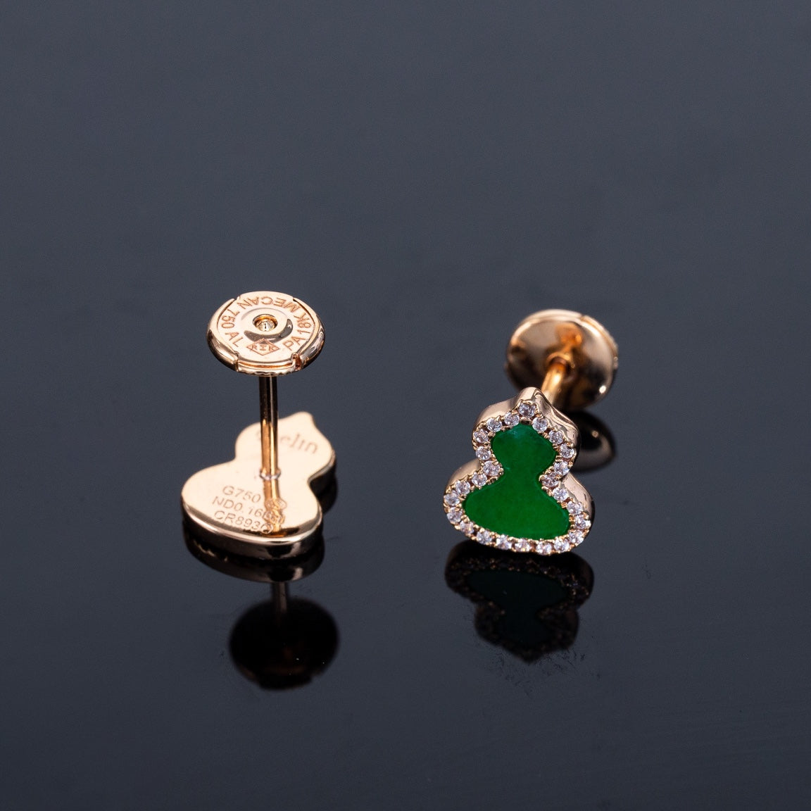 QEELIN WULU DIAMOND PINK GOLD STUD EARRINGS