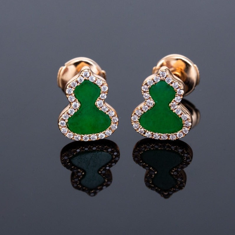 QEELIN WULU DIAMOND PINK GOLD STUD EARRINGS