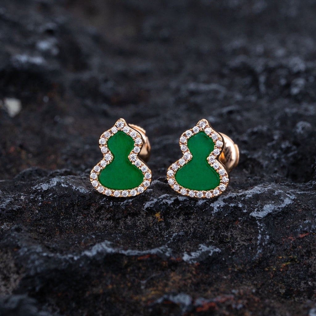 QEELIN WULU DIAMOND PINK GOLD STUD EARRINGS