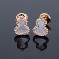 QEELIN WULU MOP DIAMOND PINK GOLD STUD EARRINGS