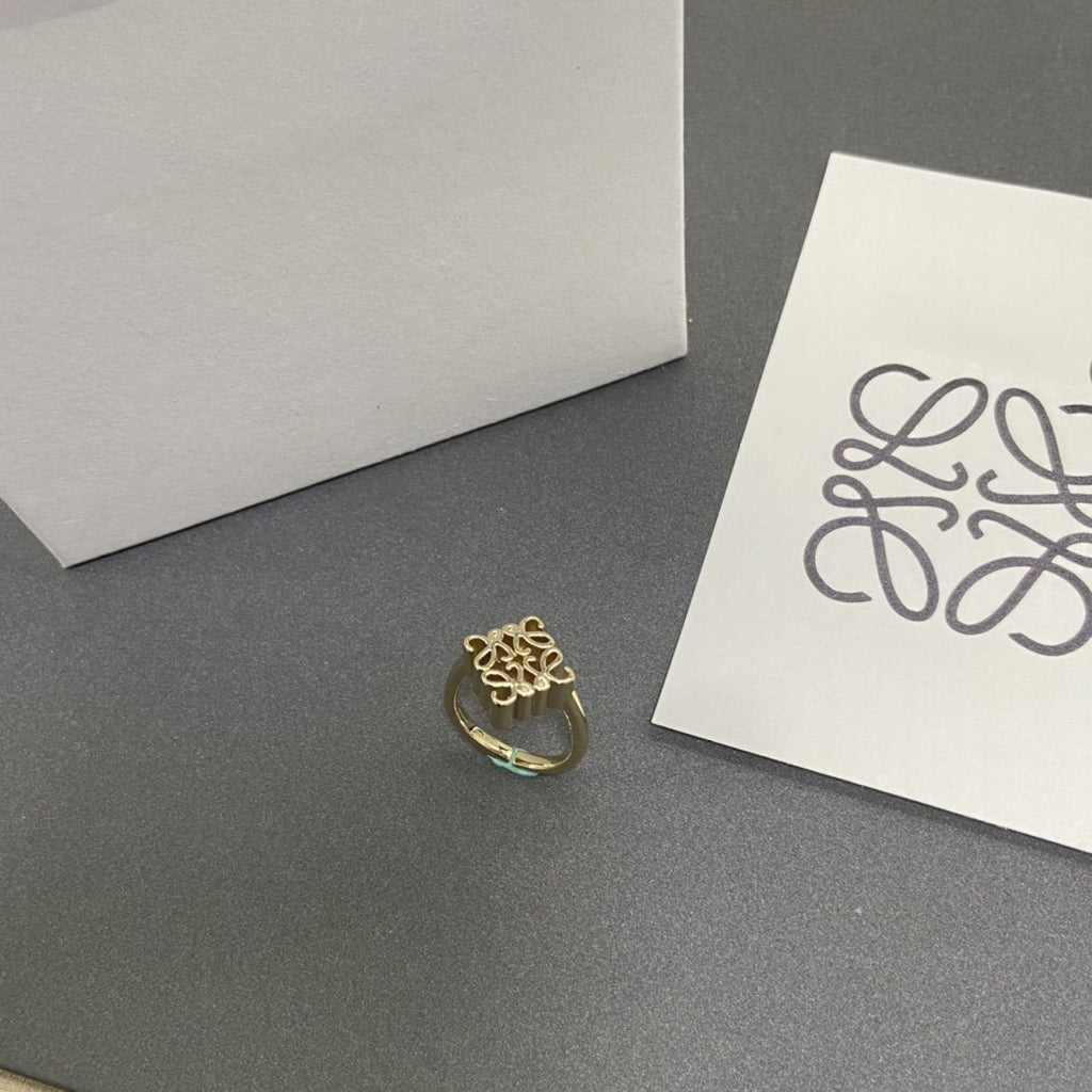 LOEWE ANAGRAM GOLD OPEN RING