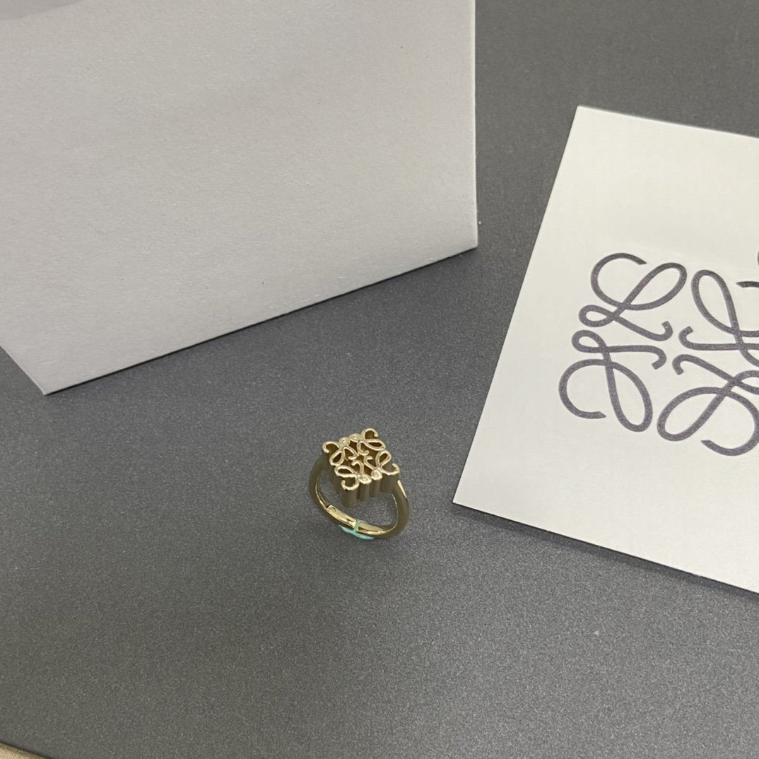 LOEWE ANAGRAM GOLD OPEN RING