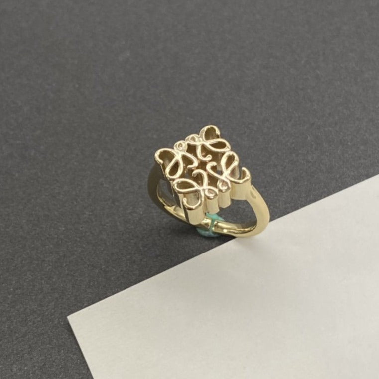 LOEWE ANAGRAM GOLD OPEN RING
