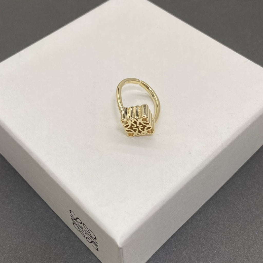 LOEWE ANAGRAM GOLD OPEN RING