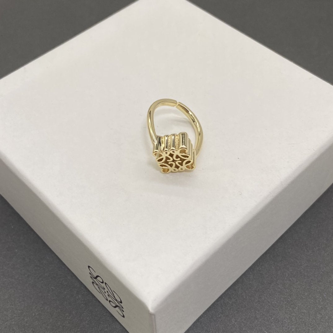 LOEWE ANAGRAM GOLD OPEN RING